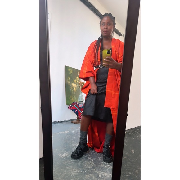 Vintage Silk kimono orange horizontal stripes - Picture 11 of 11